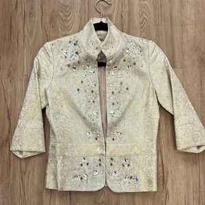 Vtg RACHEL ROY Blazer NWOT Sz 2 Embellished Gold Crystals